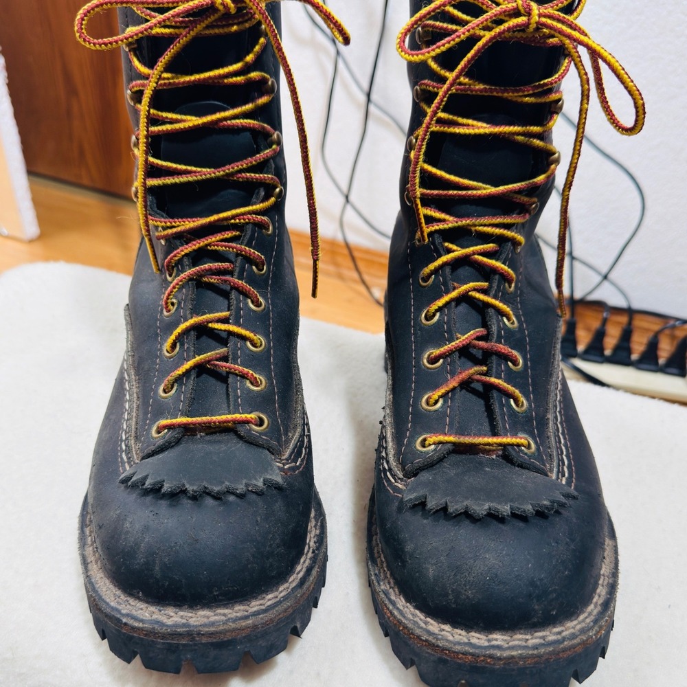 Wesco Highliner 10 inch Mens Work Boot 8.5 Blk Leather Logger Lug Sole USA Made - Picture 3 of 14
